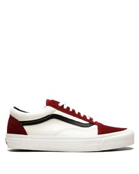 Sneakers basse in pelle bianche e rosse di Vans