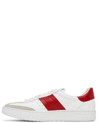 Sneakers basse in pelle bianche e rosse di Dunhill