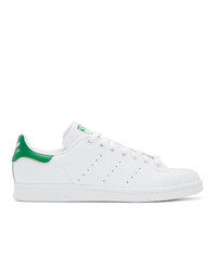 Sneakers basse in pelle bianche e verdi di adidas Originals