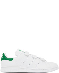 Sneakers basse in pelle bianche e verdi di adidas Originals