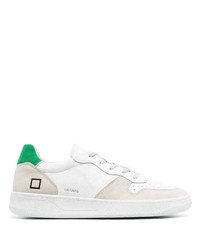 Sneakers basse in pelle bianche e verdi di D.A.T.E