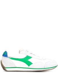 Sneakers basse in pelle bianche e verdi di Diadora