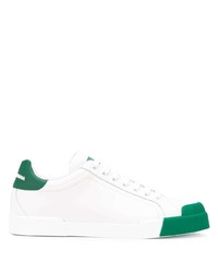Sneakers basse in pelle bianche e verdi di Dolce & Gabbana