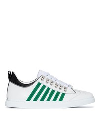 Sneakers basse in pelle bianche e verdi di DSQUARED2
