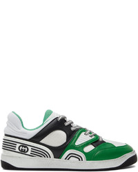 Sneakers basse in pelle bianche e verdi di Gucci