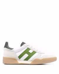 Sneakers basse in pelle bianche e verdi di Hogan