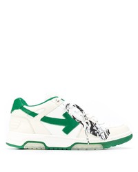 Sneakers basse in pelle bianche e verdi di Off-White
