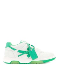 Sneakers basse in pelle bianche e verdi di Off-White