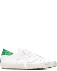 Sneakers basse in pelle bianche e verdi di Philippe Model