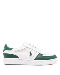 Sneakers basse in pelle bianche e verdi di Polo Ralph Lauren
