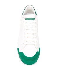Sneakers basse in pelle bianche e verdi di Dolce & Gabbana