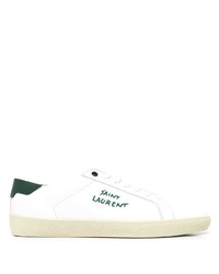 Sneakers basse in pelle bianche e verdi di Saint Laurent