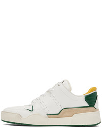Sneakers basse in pelle bianche e verdi di Isabel Marant