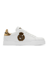 Sneakers basse in pelle bianche di Dolce and Gabbana