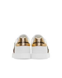 Sneakers basse in pelle bianche di Dolce and Gabbana