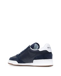 Sneakers basse in pelle blu scuro e bianche di Polo Ralph Lauren