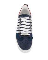 Sneakers basse in pelle blu scuro di DSQUARED2