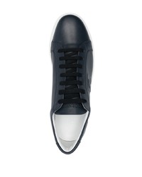Sneakers basse in pelle blu scuro di Corneliani