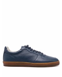Sneakers basse in pelle blu scuro di Brunello Cucinelli