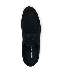 Sneakers basse in pelle blu scuro di Emporio Armani