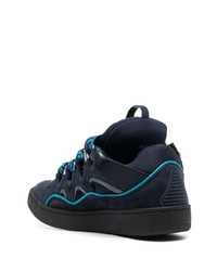 Sneakers basse in pelle blu scuro di Lanvin