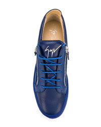 Sneakers basse in pelle blu scuro di Giuseppe Zanotti Design