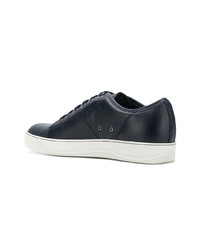 Sneakers basse in pelle blu scuro di Lanvin