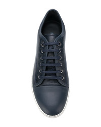 Sneakers basse in pelle blu scuro di Lanvin