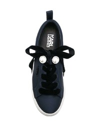 Sneakers basse in pelle blu scuro di Karl Lagerfeld