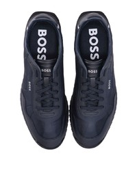 Sneakers basse in pelle blu scuro di BOSS