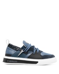 Sneakers basse in pelle blu scuro di Roberto Cavalli