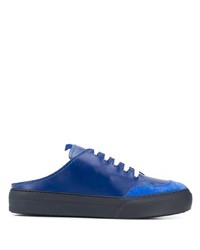Sneakers basse in pelle blu scuro di Sunnei