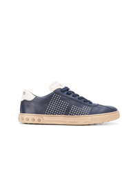 Sneakers basse in pelle blu scuro di Tod's