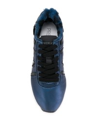 Sneakers basse in pelle blu di Premiata