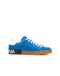 Sneakers basse in pelle blu di Dolce & Gabbana