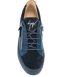 Sneakers basse in pelle blu di Giuseppe Zanotti Design