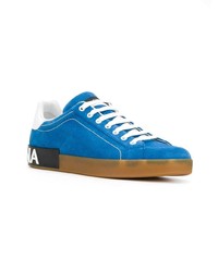Sneakers basse in pelle blu di Dolce & Gabbana