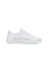 Sneakers basse in pelle con borchie bianche di Philipp Plein