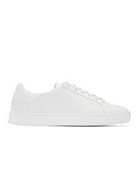 Sneakers basse in pelle con stampa cachemire bianche
