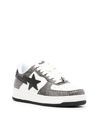 Sneakers basse in pelle con stampa serpente bianche di A Bathing Ape