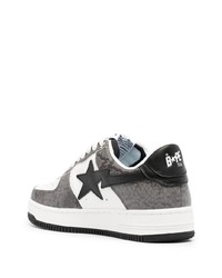 Sneakers basse in pelle con stampa serpente bianche di A Bathing Ape