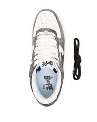 Sneakers basse in pelle con stampa serpente bianche di A Bathing Ape