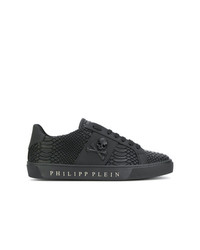 Sneakers basse in pelle con stampa serpente nere di Philipp Plein