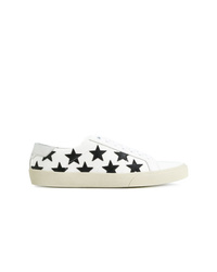 Sneakers basse in pelle con stelle bianche e nere di Saint Laurent