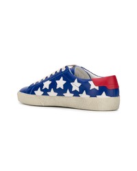 Sneakers basse in pelle con stelle blu scuro di Saint Laurent