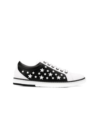 Sneakers basse in pelle con stelle nere e bianche
