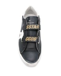 Sneakers basse in pelle con stelle nere e bianche di Golden Goose