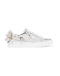 Sneakers basse in pelle decorate argento di Marc Jacobs