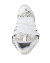 Sneakers basse in pelle decorate bianche di Lanvin