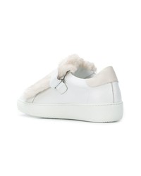 Sneakers basse in pelle decorate bianche di Moncler